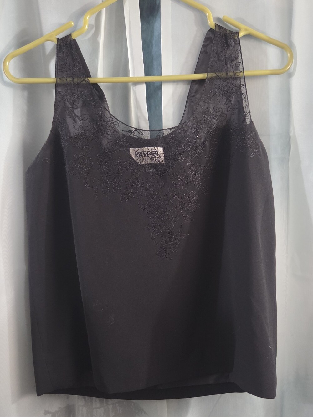 Kasper Black Lace-Trim Camisole